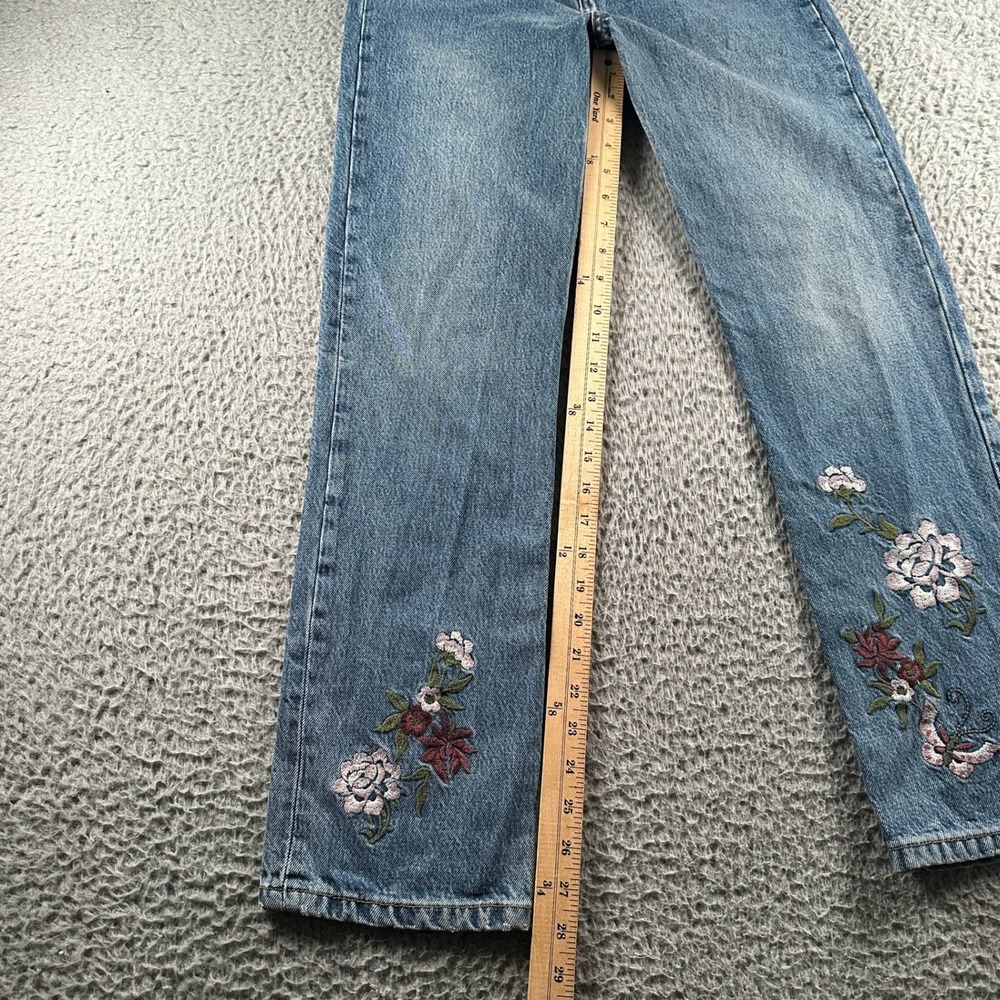 Reformation Jeans Womens 25 Cynthia High Rise Straight‎ Floral Embroidery Blue - Picture 9 of 16